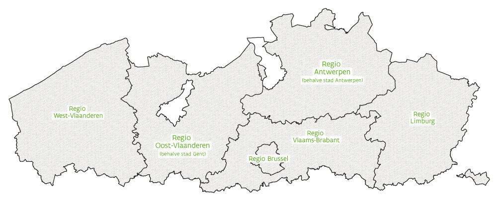 Kaart Vlaanderen en Brussel